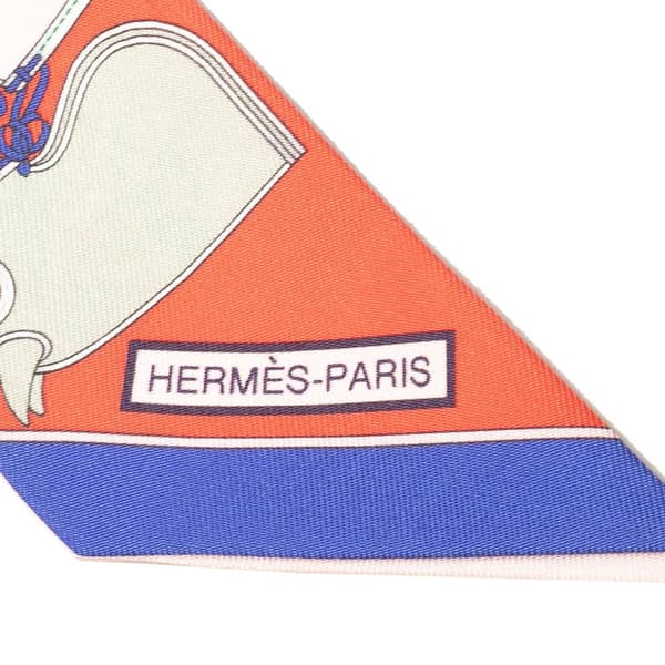 Pre-owned Hermès Camalis Silk Twilly Scarf Orange