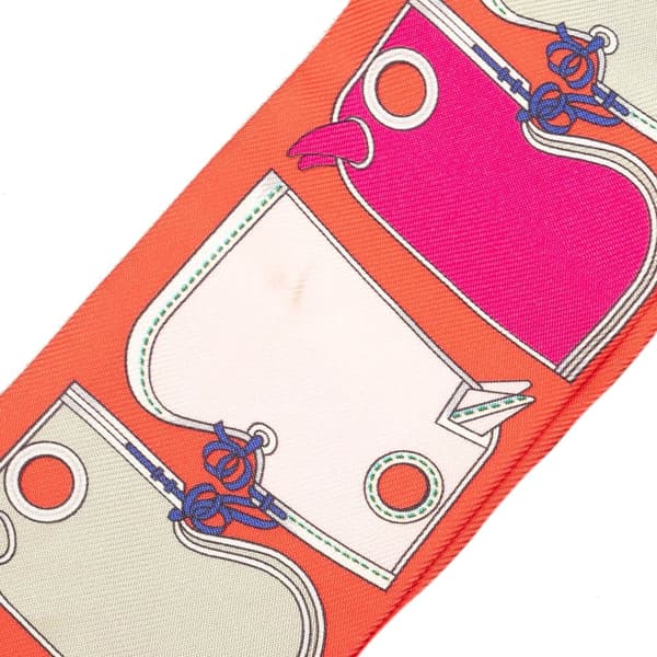 Pre-owned Hermès Camalis Silk Twilly Scarf Orange