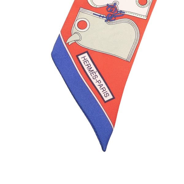 Pre-owned Hermès Camalis Silk Twilly Scarf Orange