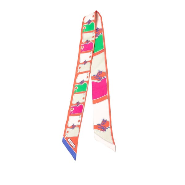 Pre-owned Hermès Camalis Silk Twilly Scarf Orange