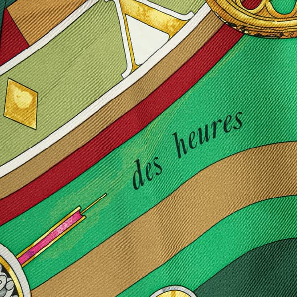 Pre-owned Hermès Parmi les Fleurs Je Compte les Heures Silk Scarf Green