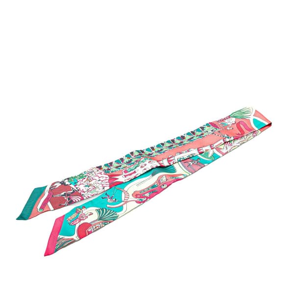 Pre-owned Hermès Exposition Universelle Twilly Silk Scarf Pink