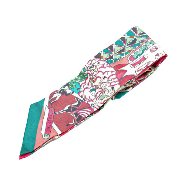 Pre-owned Hermès Exposition Universelle Twilly Silk Scarf Pink