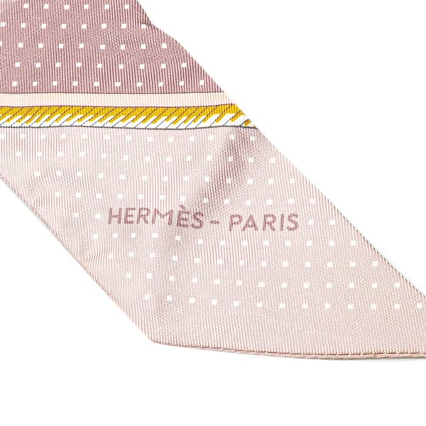 Pre-owned Hermès Les Voitures a Transformation Twilly Silk Scarf Pink