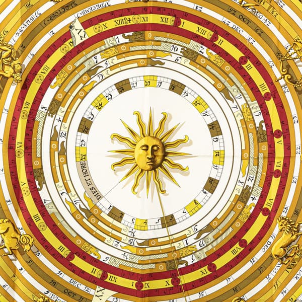 Pre-owned Hermès Astrologie Dies et Hore Silk Scarf Red
