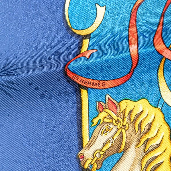 Pre-owned Hermès Luna Park Silk Scarf Blue