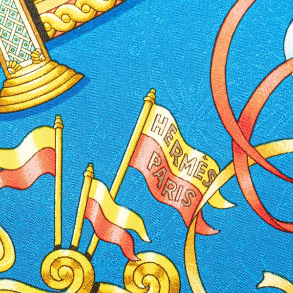 Pre-owned Hermès Luna Park Silk Scarf Blue