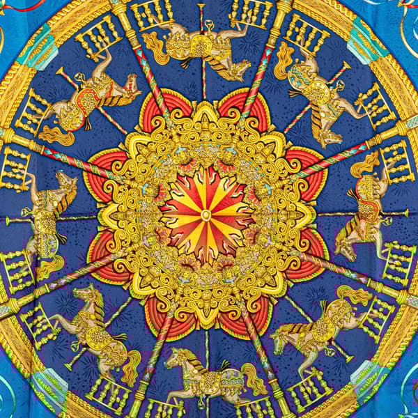 Pre-owned Hermès Luna Park Silk Scarf Blue