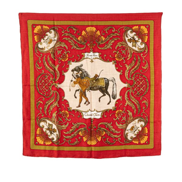 Pre-owned Hermès Cheval Turc Silk Scarf Red