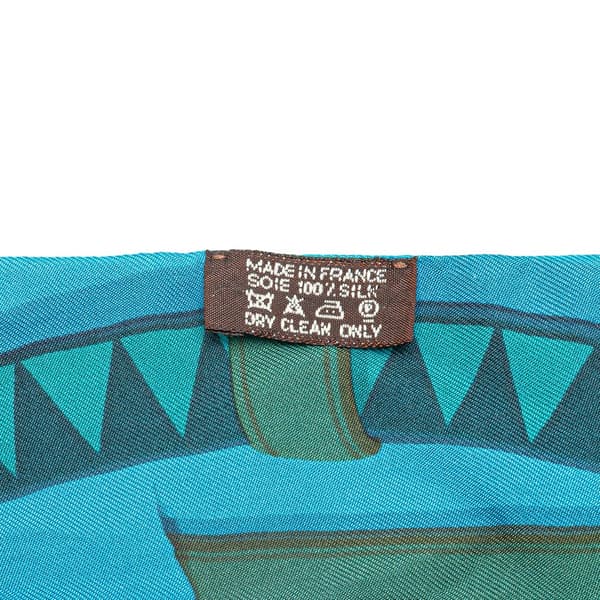 Pre-owned Hermès Printed Silk Twilly Scarf Blue