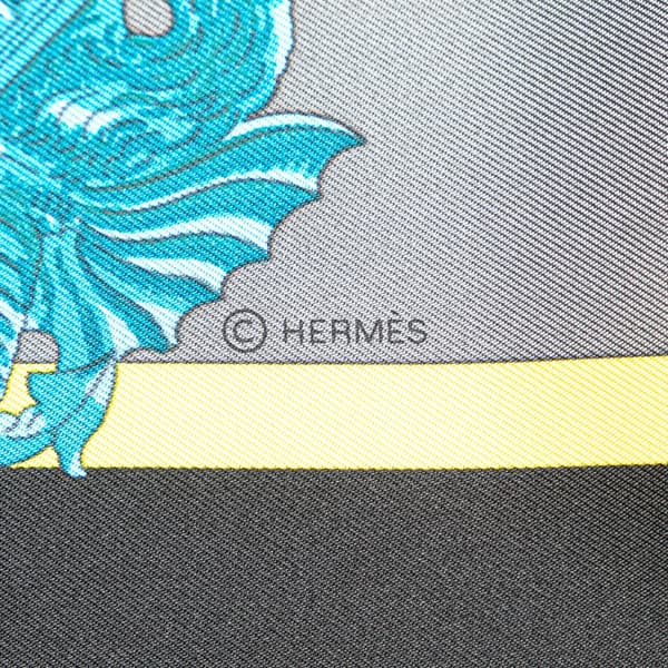 Pre-owned Hermès Harnais De Cour Silk Scarf Gray