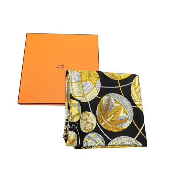 Pre-owned Hermès L'Art du Temari Silk Scarf Yellow