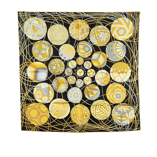 Pre-owned Hermès L'Art du Temari Silk Scarf Yellow