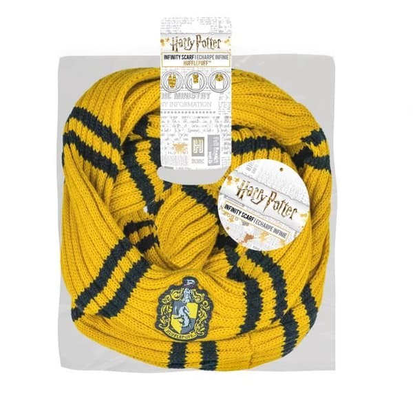 Cinereplikor - Harry Potter - Infinity Scarf - Ultra Mjuk - Officiell licens - Hufflepuff House - 190 cm - Gul och svart