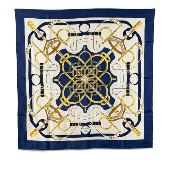 Pre-owned Hermès Eperon d Or Silk Scarf White