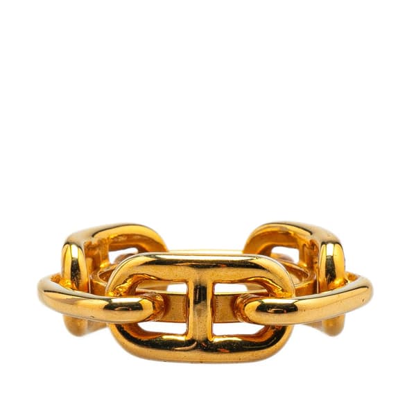 Pre-owned Hermès Gold Plated Chaine d'Ancre Scarf Ring Gold