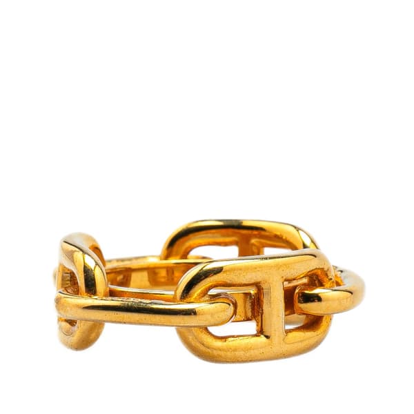 Pre-owned Hermès Gold Plated Chaine d'Ancre Scarf Ring Gold