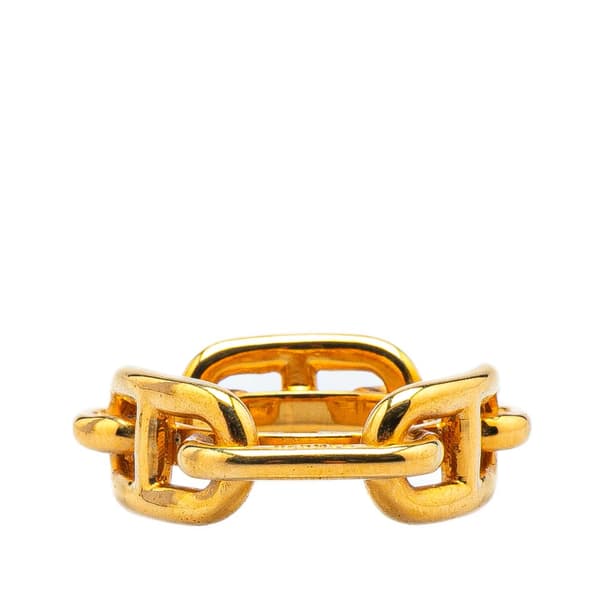 Pre-owned Hermès Gold Plated Chaine d'Ancre Scarf Ring Gold