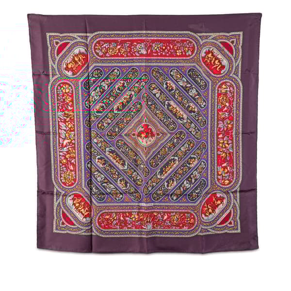 Pre-owned Hermès Qalamdan Silk Scarf Purple