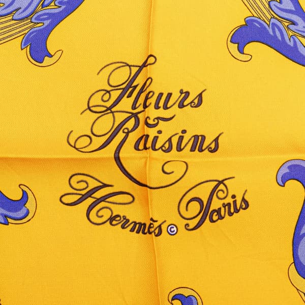 Pre-owned Hermès Fleurs et Raisins Matsuzakaya Silk Scarf Yellow