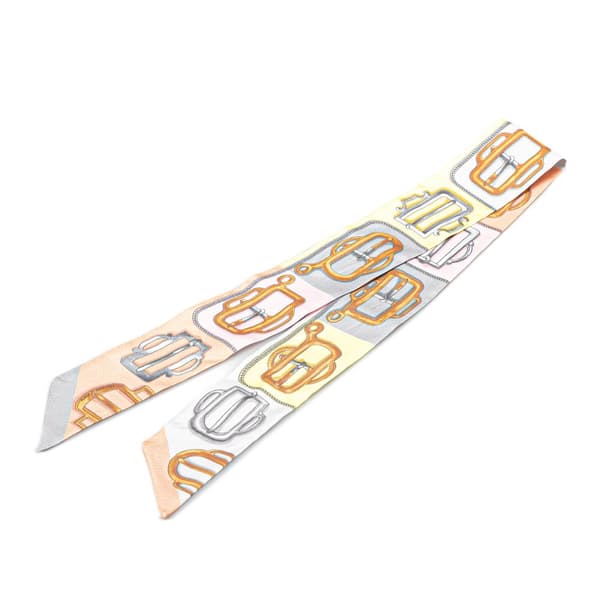 Pre-owned Hermès Bouclerie d Attelage Silk Twilly Scarf Brown