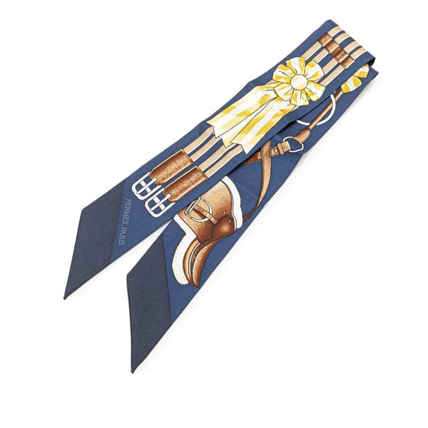 Pre-owned Hermès Jumping Silk Twilly Scarf Blue