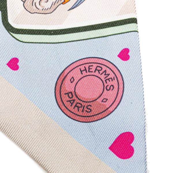 Pre-owned Hermès Story Silk Twilly Scarf Blue
