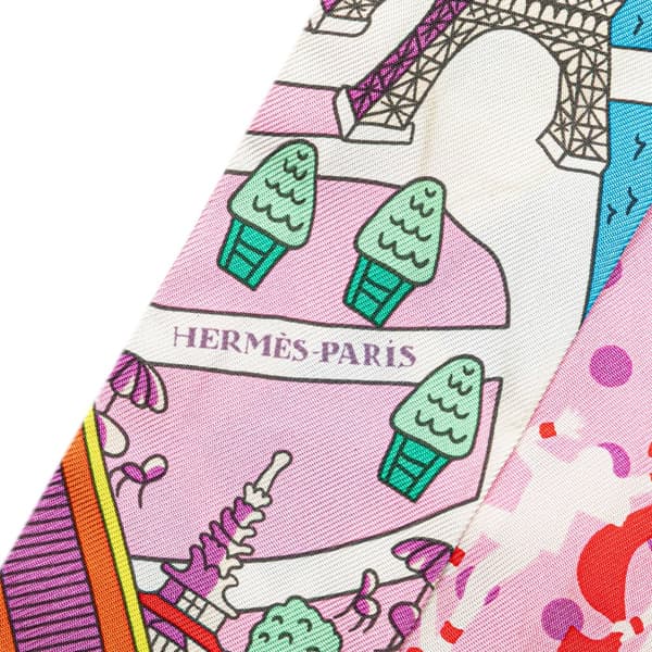 Pre-owned Hermès Les Nouveaux Amoureux de Paris Twilly Silk Scarf Pink