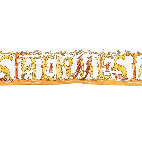 Pre-owned Hermès Alphabet Twilly Silk Scarf White