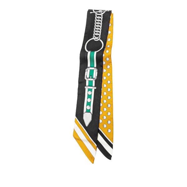 Pre-owned Hermès Grand Tralala Silk Twilly Scarf Black