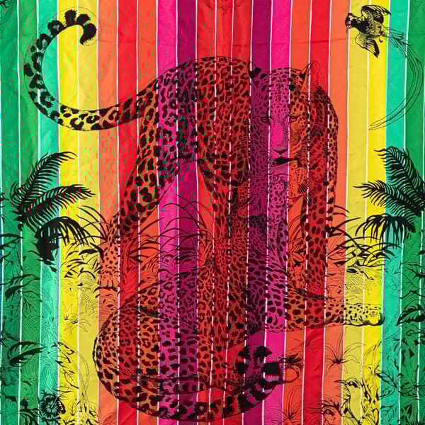 Pre-owned Hermès Jungle Love Rainbow Silk Scarf Red