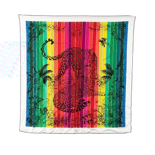Pre-owned Hermès Jungle Love Rainbow Silk Scarf Red