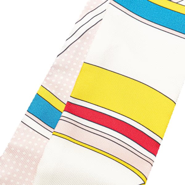 Pre-owned Hermès George Washington's Carriage Silk Twilly Scarf White