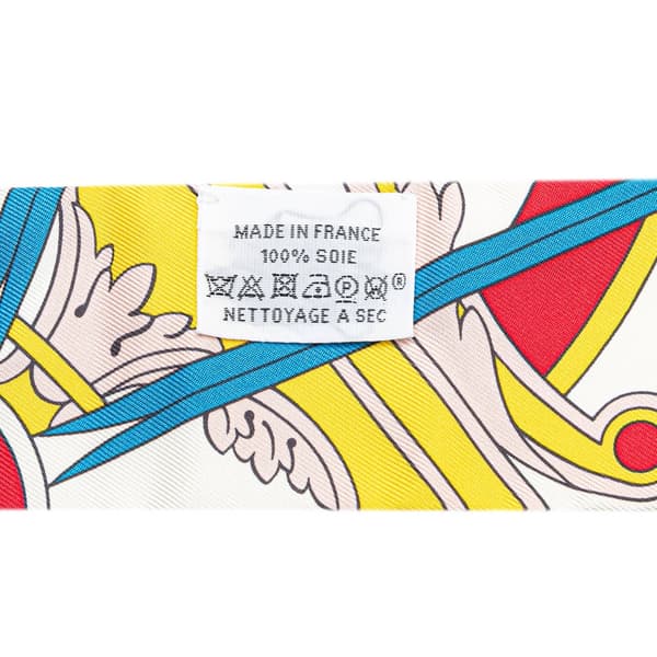 Pre-owned Hermès George Washington's Carriage Silk Twilly Scarf White