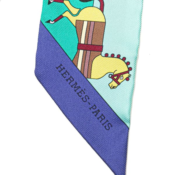 Pre-owned Hermès Rocabar Silk Twilly Scarf Blue
