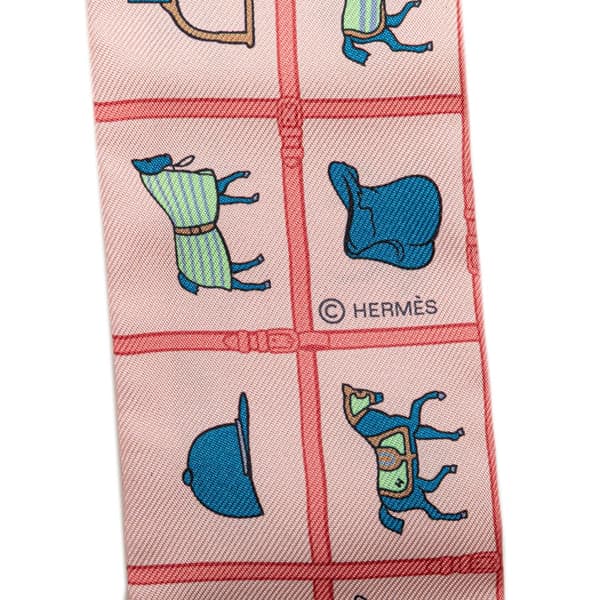 Pre-owned Hermès Couvertures Et Tenues De Jour Twilly Silk Scarf Pink