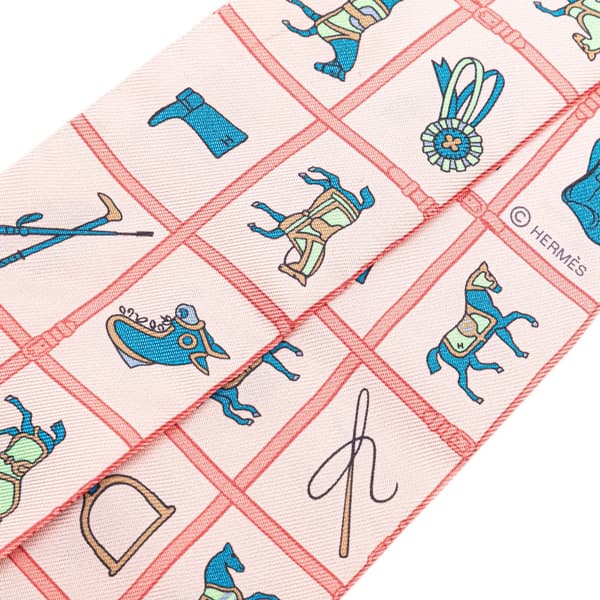 Pre-owned Hermès Couvertures Et Tenues De Jour Twilly Silk Scarf Pink