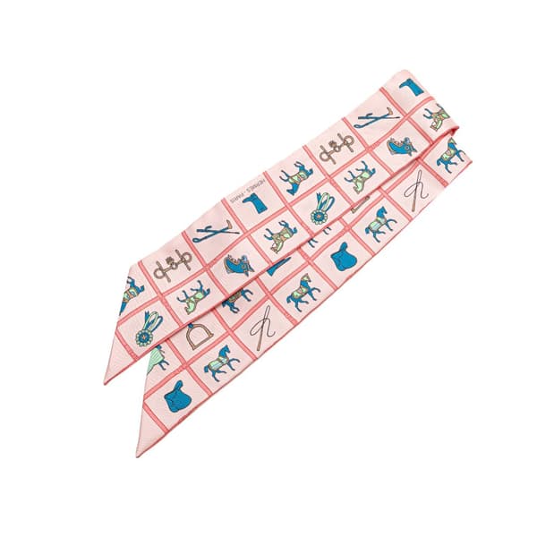 Pre-owned Hermès Couvertures Et Tenues De Jour Twilly Silk Scarf Pink