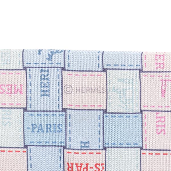 Pre-owned Hermès Bolduc Au Carre Silk Twilly Scarf Blue