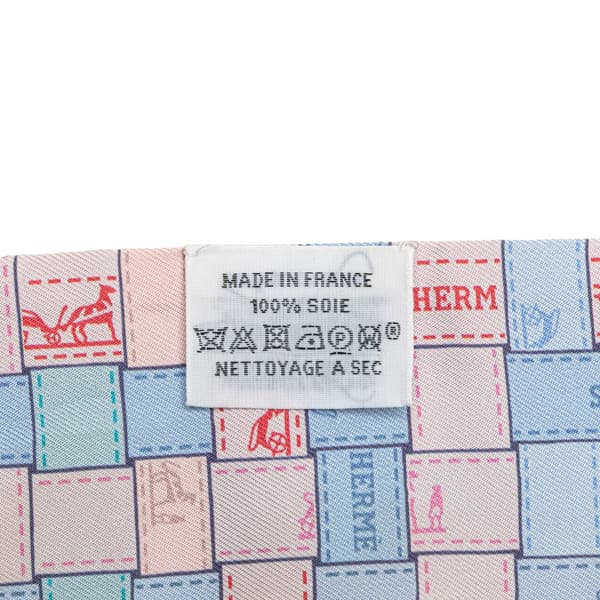 Pre-owned Hermès Bolduc Au Carre Silk Twilly Scarf Blue