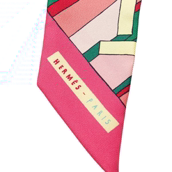 Pre-owned Hermès On A Summer Day Silk Twilly Scarf Pink