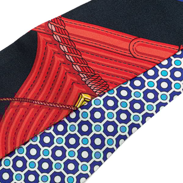 Pre-owned Hermès Clic Clac Modern Cannage Silk Twilly Scarf Blue