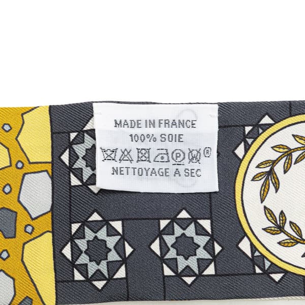 Pre-owned Hermès La Danse Des Amazones Twilly Silk Scarf Yellow