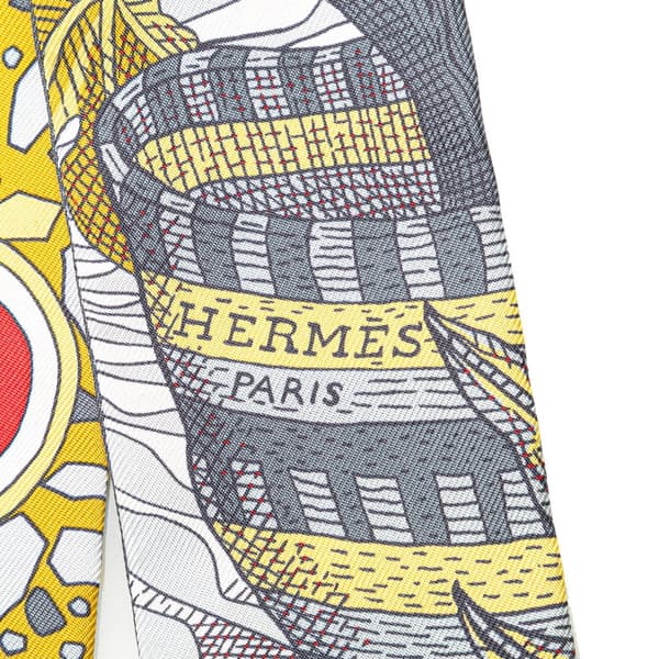 Pre-owned Hermès La Danse Des Amazones Twilly Silk Scarf Yellow