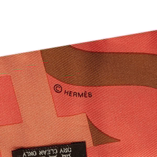 Pre-owned Hermès Capitales Silk Twilly Scarf Orange