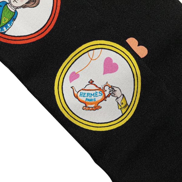 Pre-owned Hermès Tea Time Silk Twilly Scarf Black