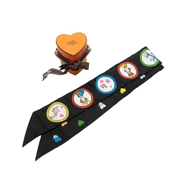 Pre-owned Hermès Tea Time Silk Twilly Scarf Black