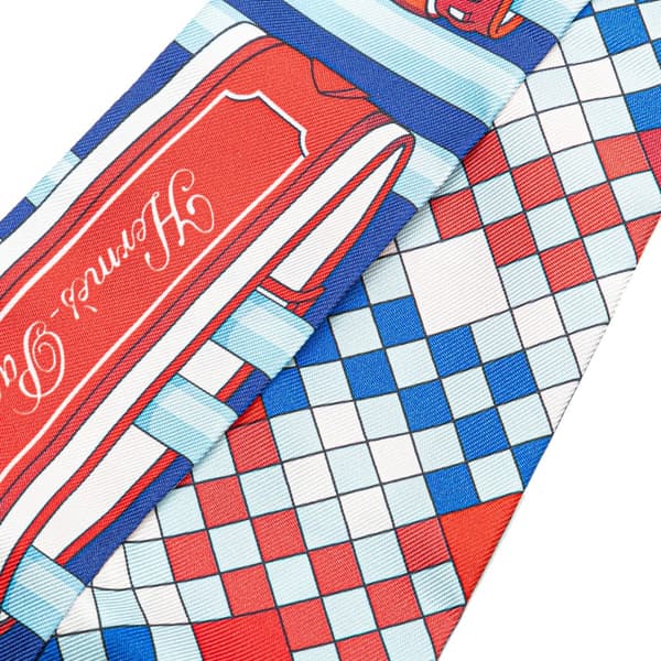 Pre-owned Hermès Colliers de Chiens Remix Silk Twilly Scarf Blue