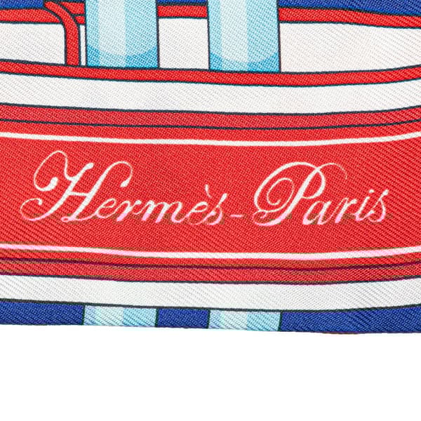 Pre-owned Hermès Colliers de Chiens Remix Silk Twilly Scarf Blue