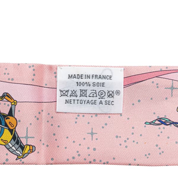 Pre-owned Hermès Space Derby Twilly Silk Scarf Pink